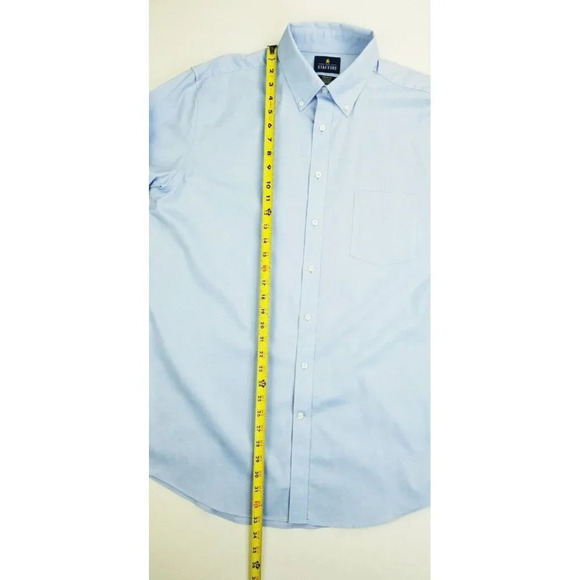 Stafford 17 32-33 Executive Non Iron Fitted Button Down Cotton Pinpoint Oxford - Picture 7 of 9